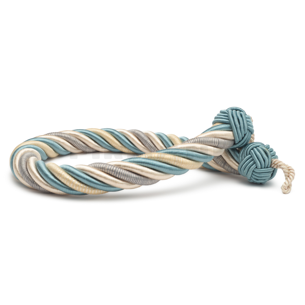 RH Kordel JANA 75/3 cm, silber- h.blau,  glatt gedreht
