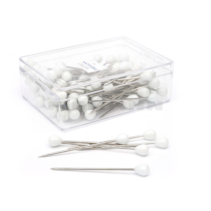 [163901] Anstecker weiß m. Plastikkopf 8x60 100 Stk.