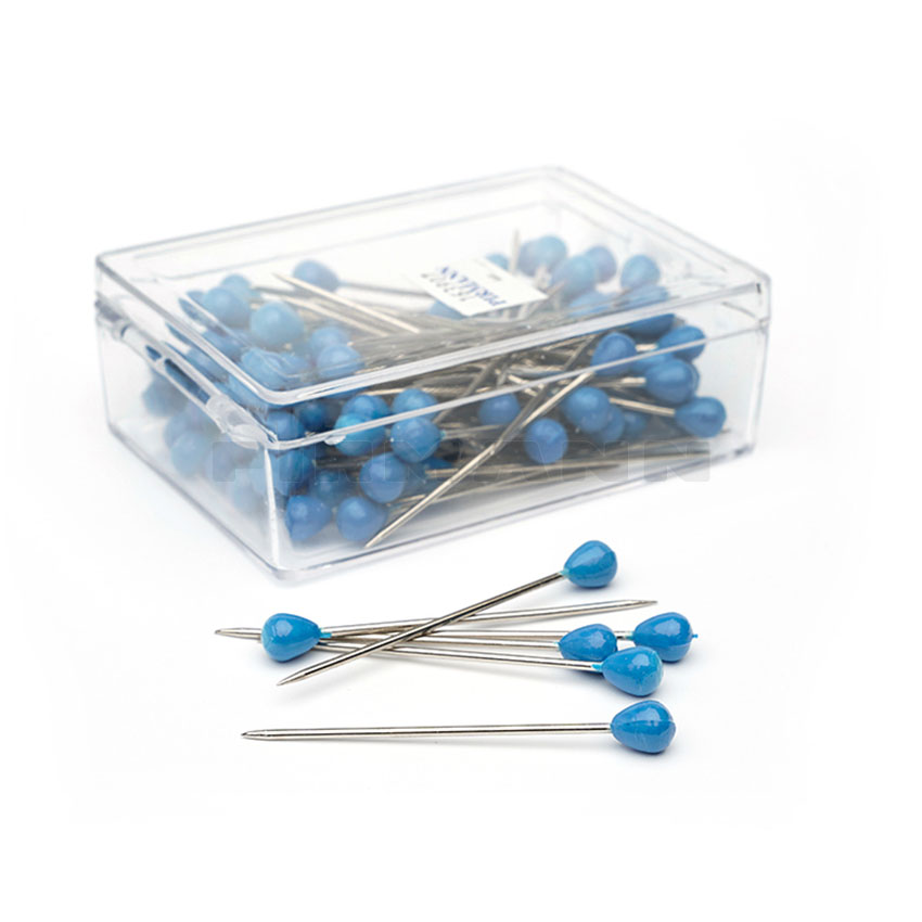 Anstecker blau m. Plastikkopf 8x60 100 Stk.