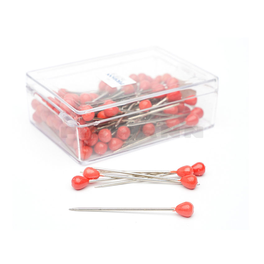 [163919] Anstecker rot m. Plastikkopf 8x60 100 Stk.