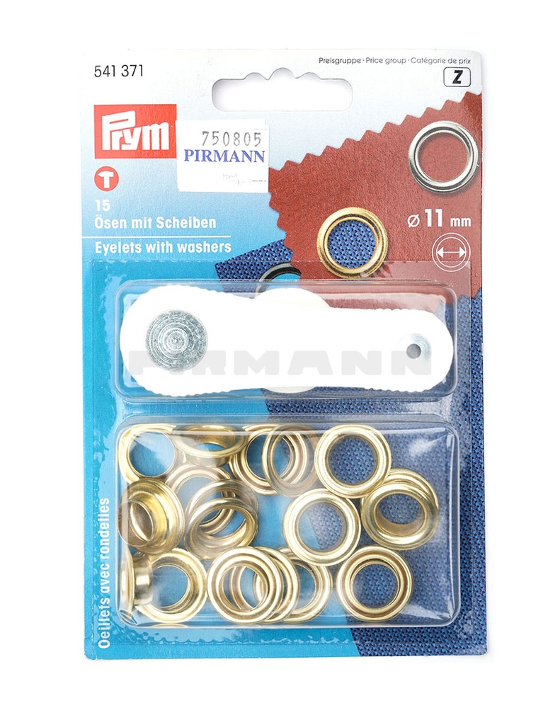 [750805] Ösen 11mm Nr.541-371 mess./gelb  15 Garn.