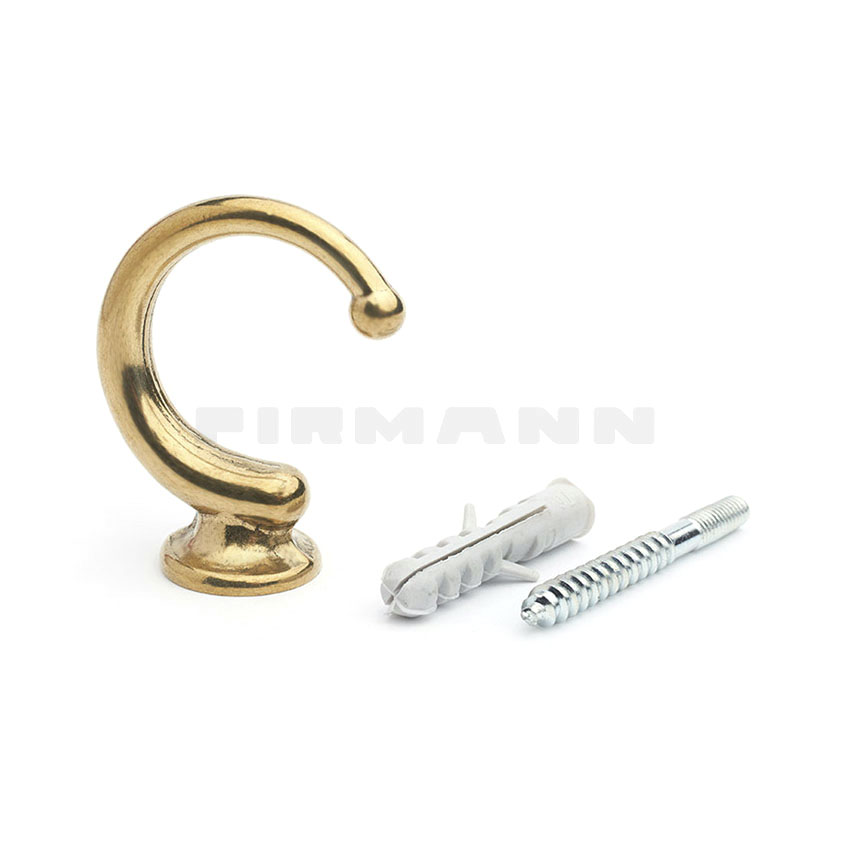 Absperrseilhaken 40 mm Wandabstand, messing gl.