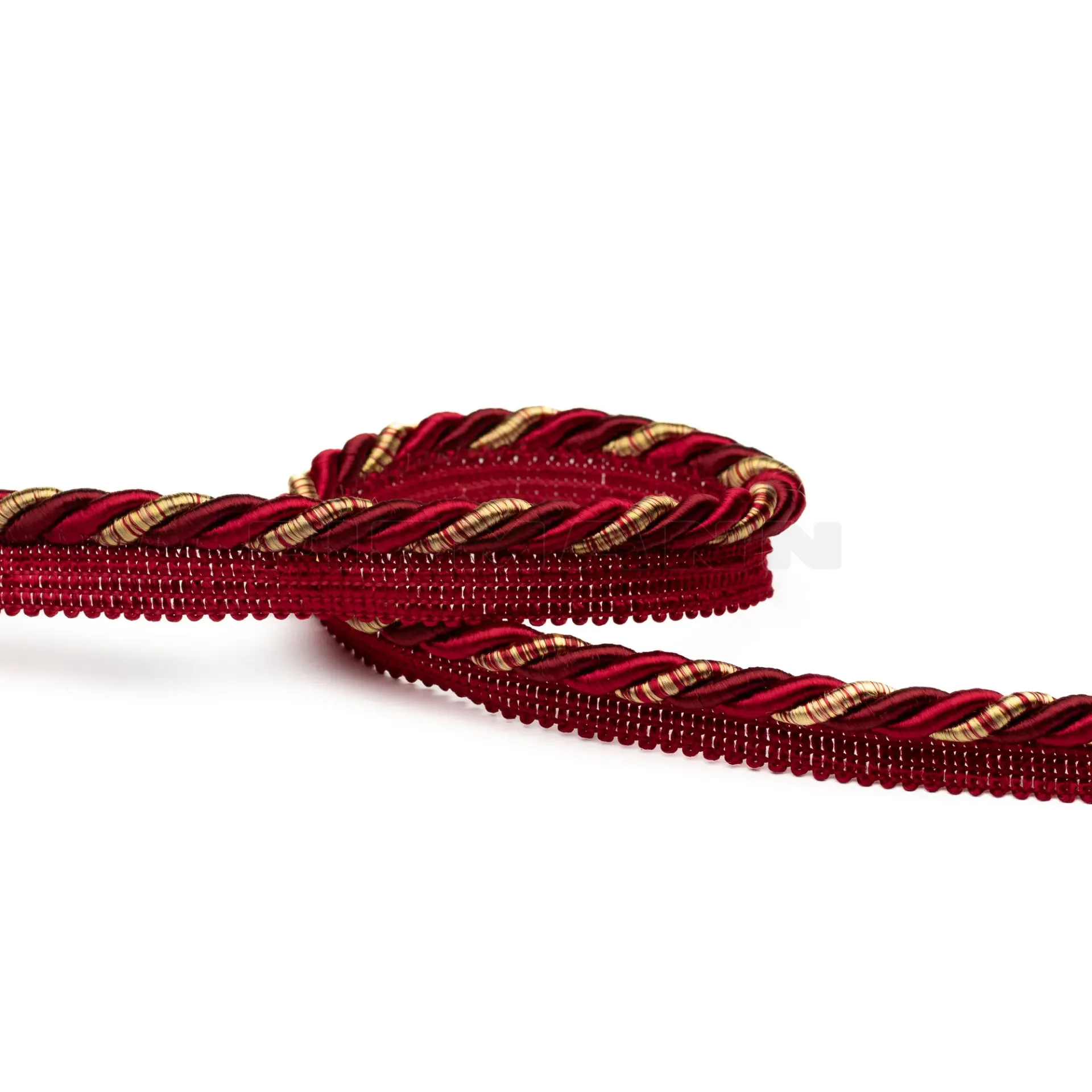 Möbelkordel mit Fahne 6,5 mm glänzend rot-gold