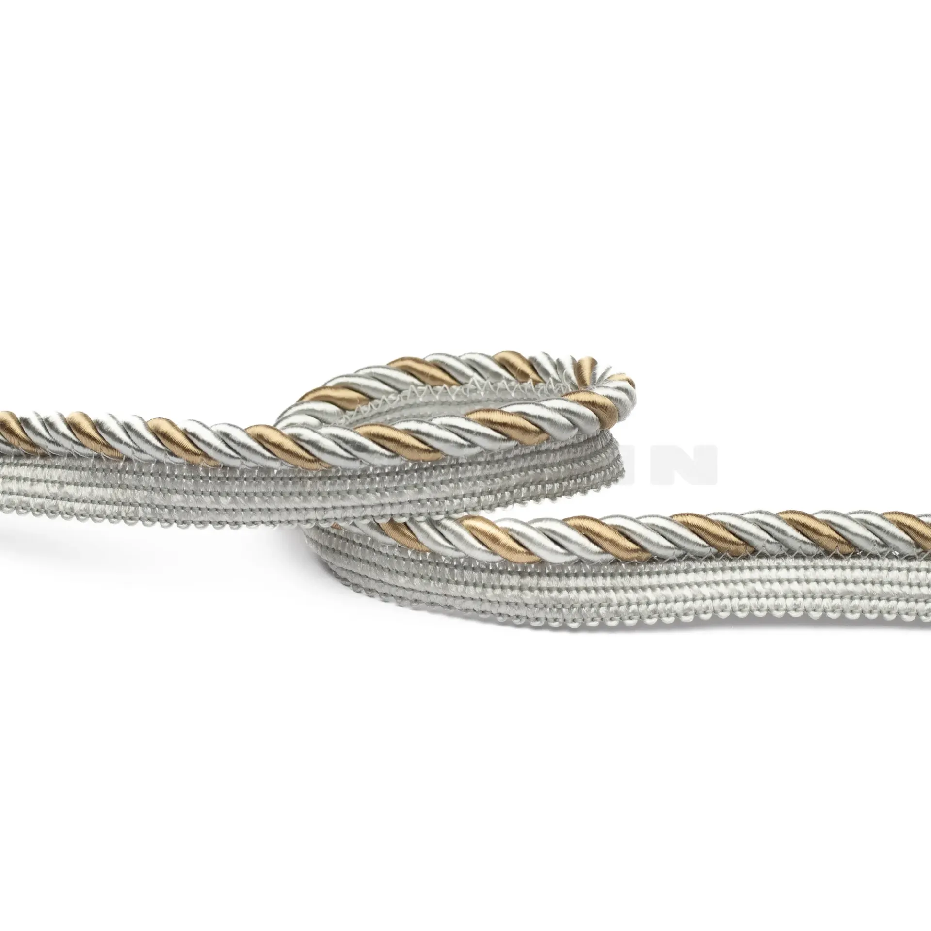 Möbelkordel mit Fahne 6,5 mm glänzend silber-bronce