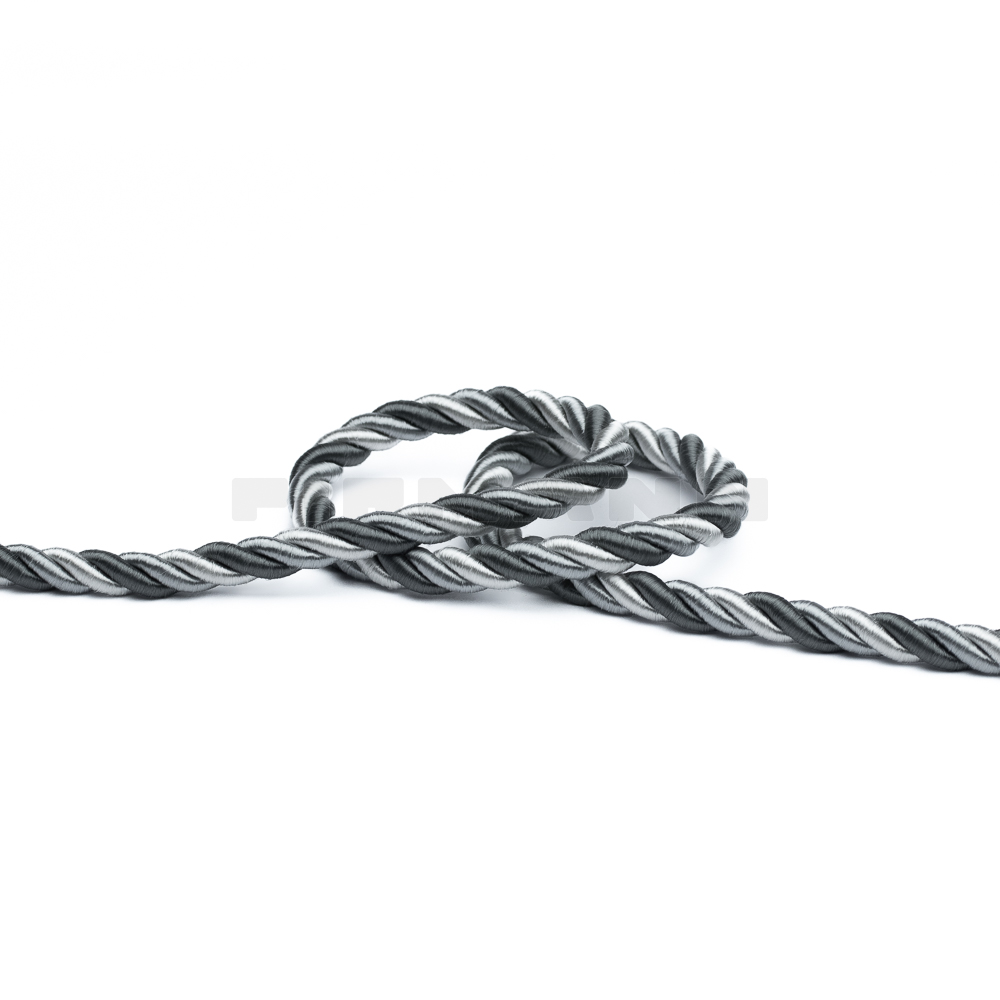[VKG531] Möbelkordel 6,5 glänzend  silber-anthrazit