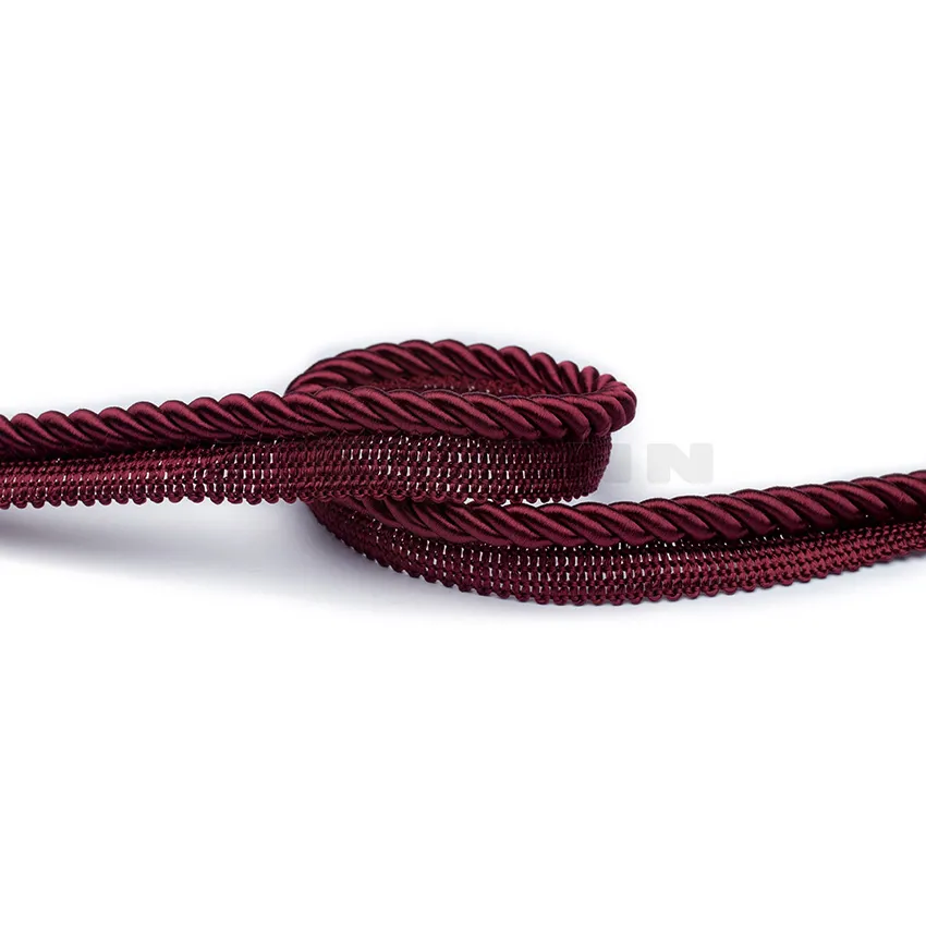 Möbelkordel mit Fahne 6,5 mm glänzend bordeaux