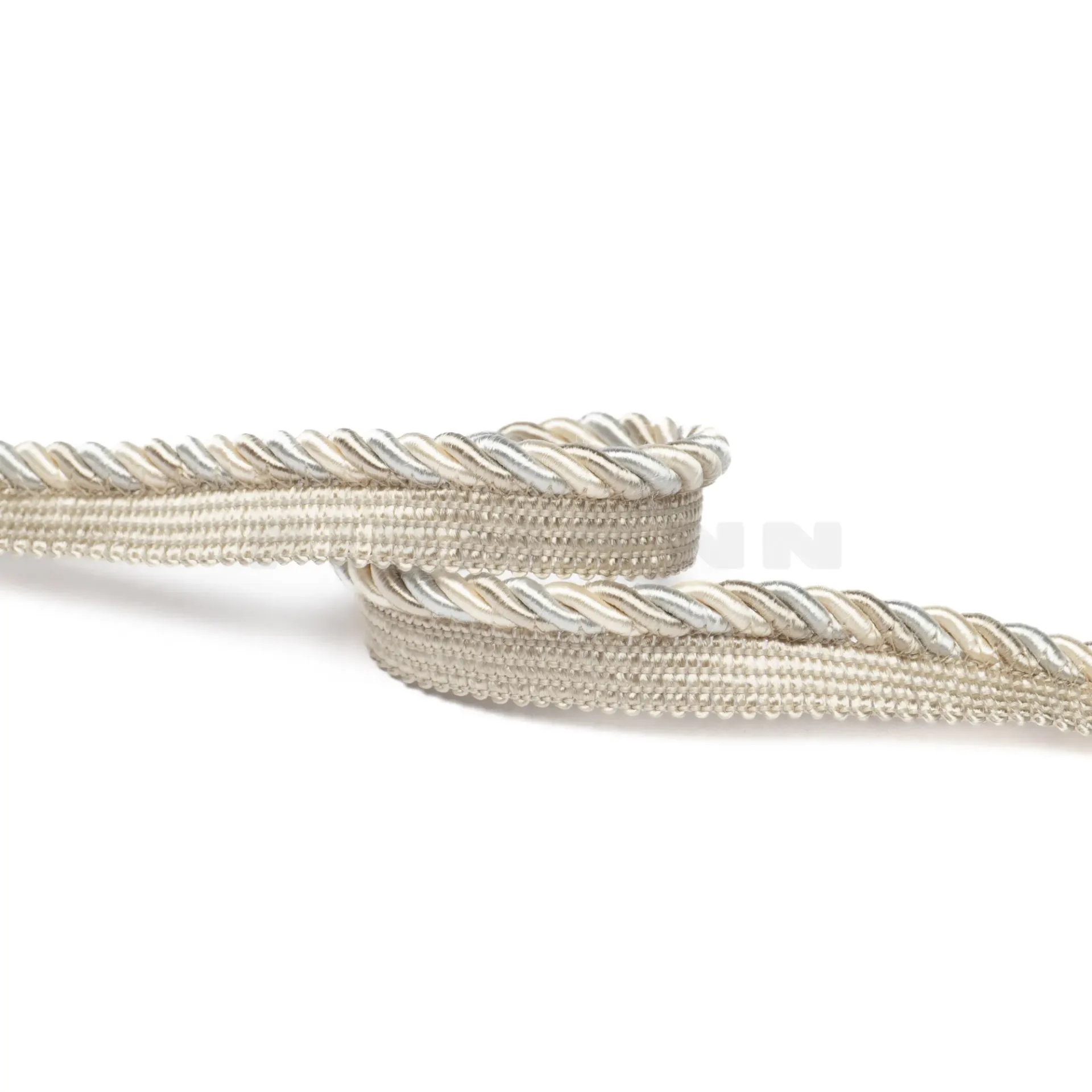Möbelkordel mit Fahne 6,5 mm glänzend creme-silber