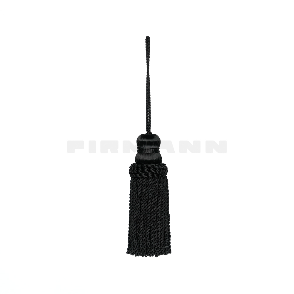 Schlüsselquaste DUCHESSA mit Drillfranse 12/5 cm, schwarz