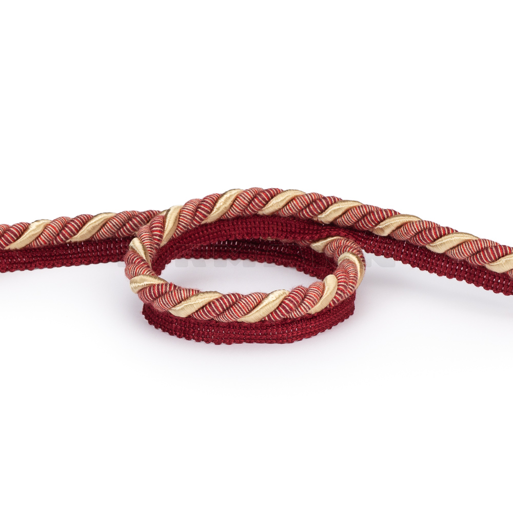 [LKF07] Kordel LOREDAN + Fahne 10/12 mm, rot-beige