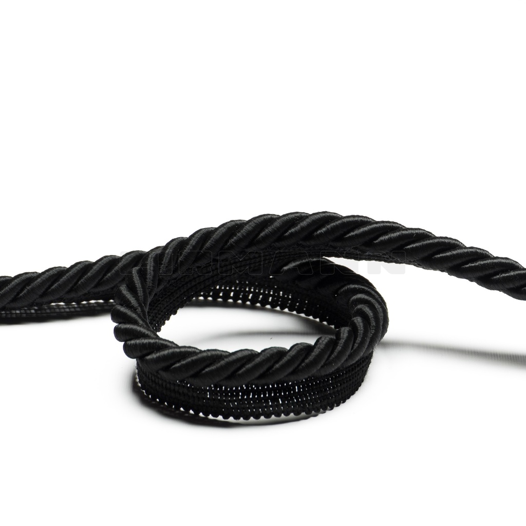 Kordel Parma+Fahne 9/12 mm schwarz