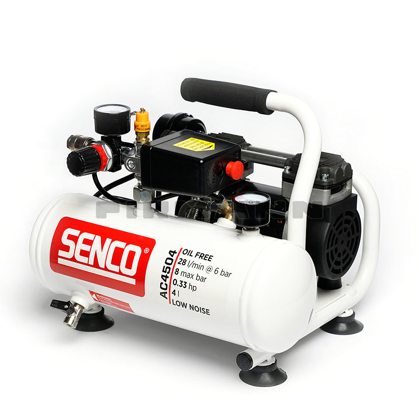 Senco AC4504 Leiselauf-Kompressor 4 Ltr., ölfrei                             max. 8 bar; Motor 0,24kW