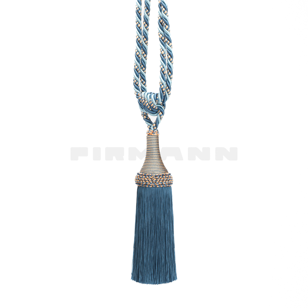[VRB607] RH Brenta mit Quaste, 75/20 cm, blau/abricot