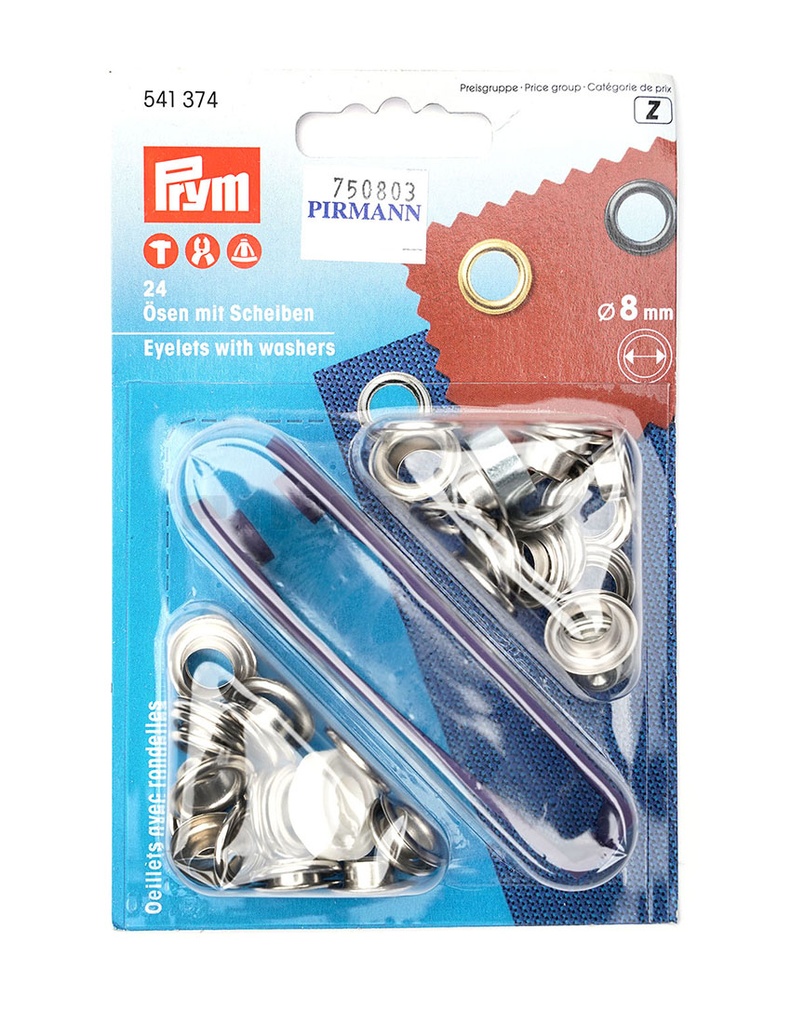 [750803] Ösen 8 mm, Nr. 541-374 mess./vernickelt  24 Garn.